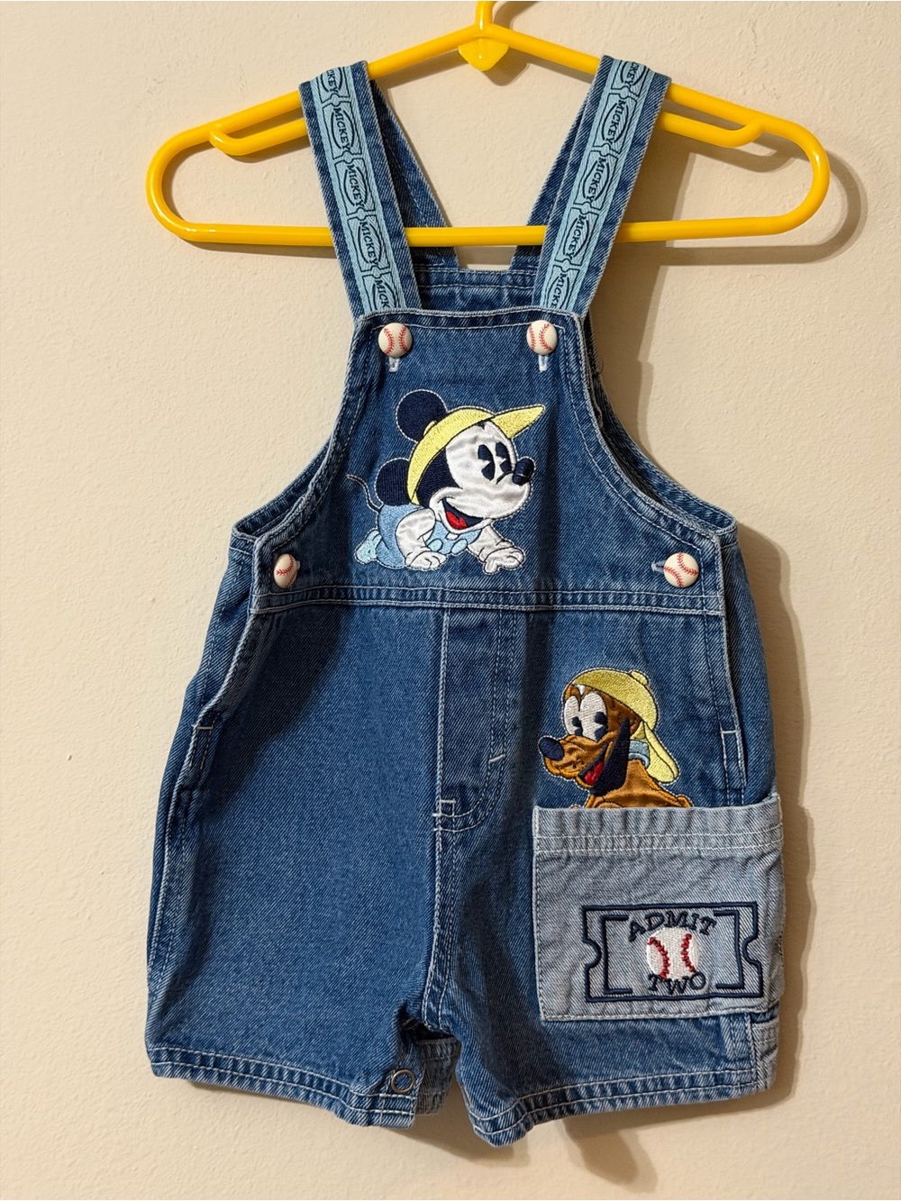 Denim Mickey & Pluto Short Overalls